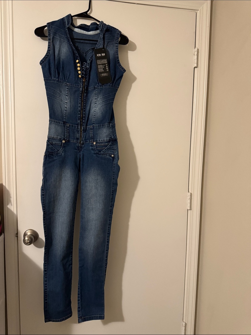 Women’s Denim Jumpsuit in Dark Wash